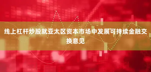 线上杠杆炒股就亚太区资本市场中发展可持续金融交换意见